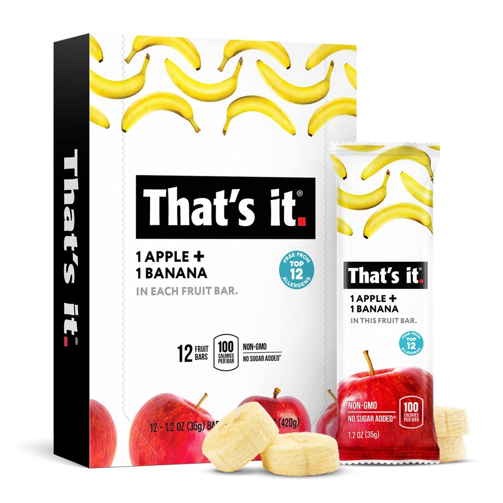 To je to Nutrition Apples + Banana 100% přírodní Real Fruit Bar, Paleo pro děti a dospělé, non GMO Sugar- free, žádné konzervační látky Energy Food, 14.4 Oz, balení 12