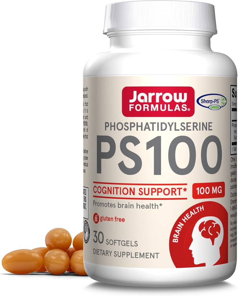 Jarrow Dictivas PS100 Fosfatidylserine 100 mg, Dietní dodatek pro podporu zdraví a kódování mozku, 30 Softgels, 10-30 Den Dodávka