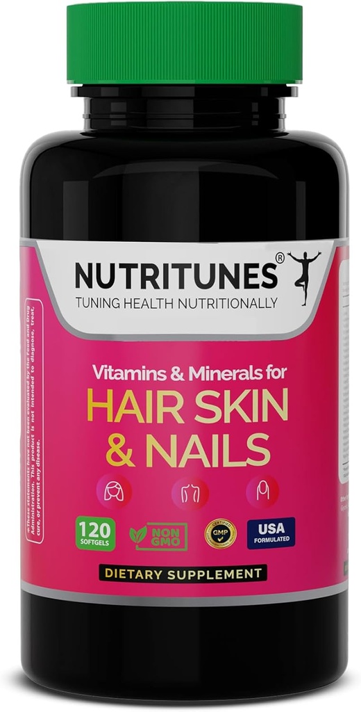 Vlasy Kůže a nehty Vitamins- Biotin & Kolagen Formule s B Vitamíny, Zinek & Selen - Podporuje sílu vlasů, pokožka hydratace a zdraví nehtů - 120