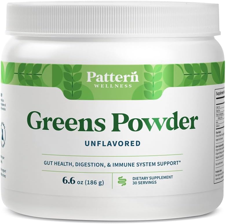 Vzor Wellness Green Powder Superfood - s antioxidantem, trávicím enzymem, Vláknem, Probiotickým a adaptogenovým směsí - Podporuje Gut, stravitelné a imunitní zdraví - 30 Služeb - 6.6 oz (Neochucené)