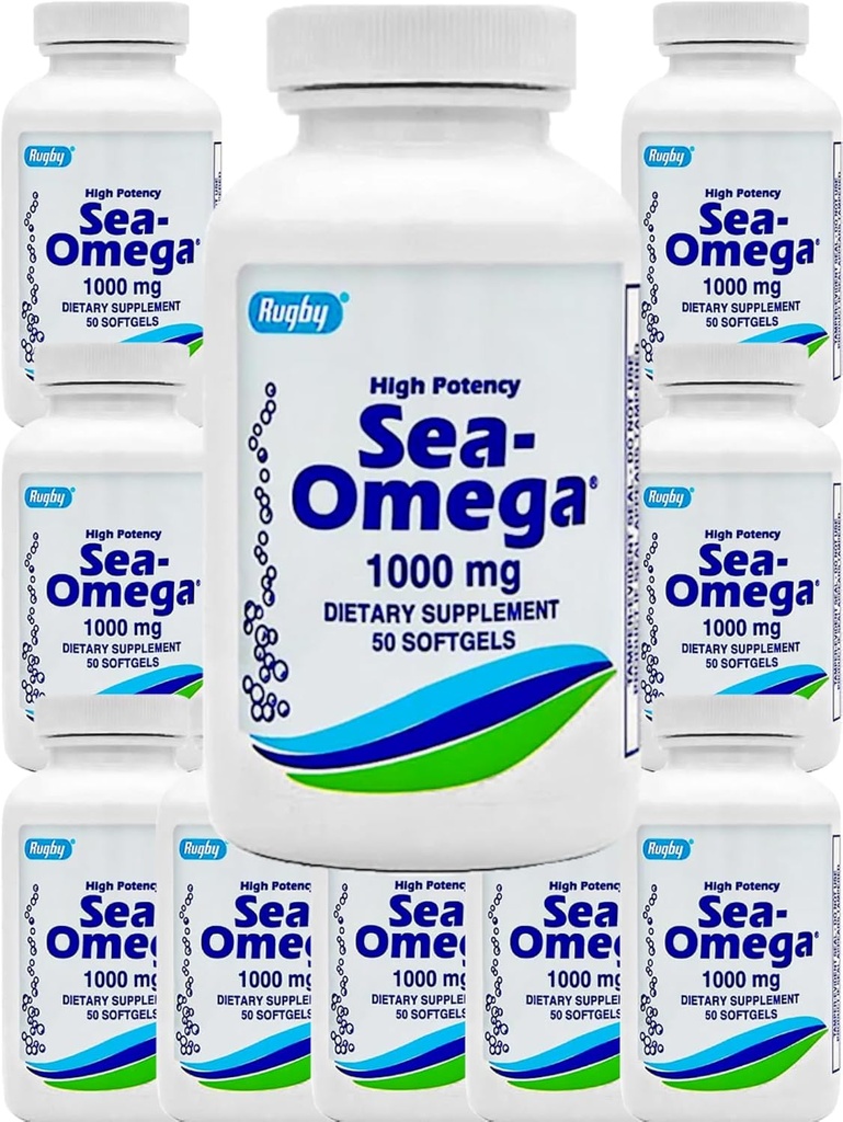 500 Softgels (10 Lahvička) High Potency Rugby 1000mg Přírodní hluboké moře Hiccupsless Fish Omega33 Fatty Acid (EPA 300mg & DHA 200mg) pro muže a ženy, Promotes Brain / Vlasy / Kůže & Heart Health, Made in USA