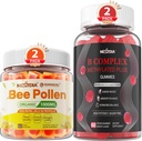Bee Pollen for Breast Growth Organic 1000mg + Vegan Super Metylovaný B Komplex Vitamin Gummies for Women