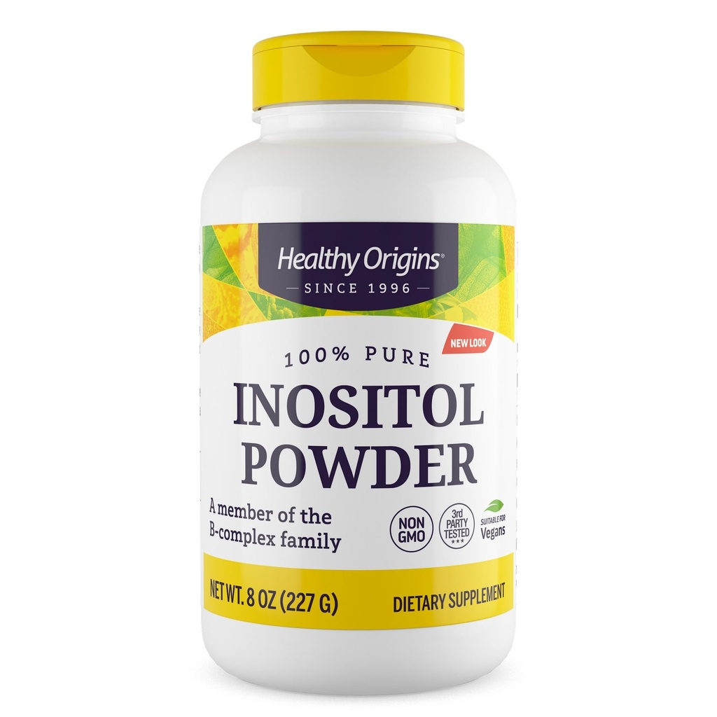 Zdravý původ Inositol Powder, 227 g - pro pleť, vlasy a nehty zdraví - vitamín B8 Práškový dodatek - Část B Komplexní rodina - Vegan, Non- GMO & gluten- Volný dodatek - 8 Oz