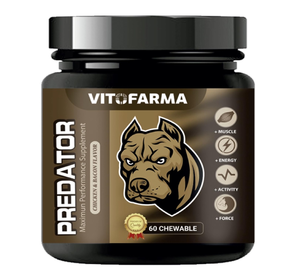 Predátor Muscle Builder Žvýkací tablety pro psy - Doplněk pro psy pro Muscle Gain - 60 karet
