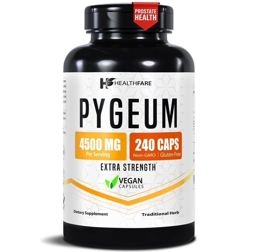 Healthfare Pygeum Supplement, 4500mg Supplium 124; 240 Vegan Kapsle 124; Ultra Standardizované Bark extrakt 124; Bylinný dodatek 124; Non-GMO & gluten- Free Supplication 124; Made in USA