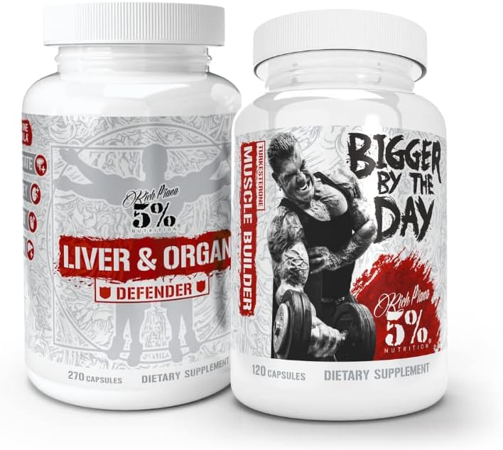 5% Nutrition 2-Stack curren124; Játra a varhany obránce s NAC + BiggerByTheDay curren124; Játra, ledviny, & Podpora srdce + Anabolické svalové builder, Hardcore Lean Mass Gainer s Turkesteronem, HARA, L- Leucin