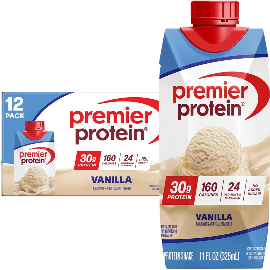Premier Protein Shake, Vanilla, 30g Protein, 11 fl oz, Pack of 12 (Balení květen Vary)
