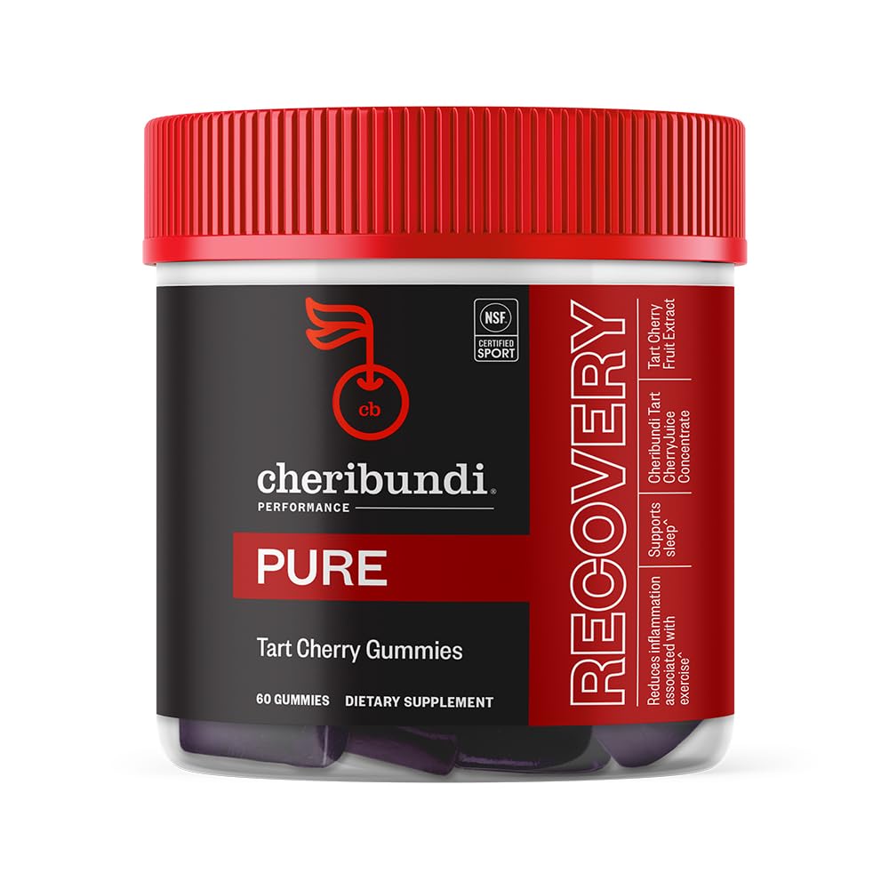 Cheribundi Tart Třešňové gumy Čistá 124; Výkon pro maximální zotavení s 25 Tart Cherries CUR 124; Výkonná antioxidační podpora, Non- GMO, gluten- Free, Vegan CUR 124; 20 Calories per Serving CUR 124; 60 Počet