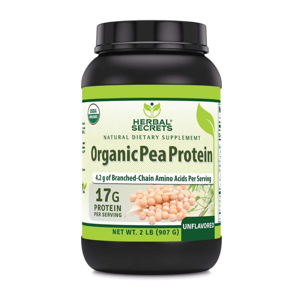 Bylinné tajemství Organic Pea Protein Powder 124; 2 Lbs. Duplica124; 17 Grams Protein Per Serving Duplica124; 4.2 Grams BCAA dodatek Duplica124; Non-GMO Duplica124; Gluten Free Duplica124; Made in USA