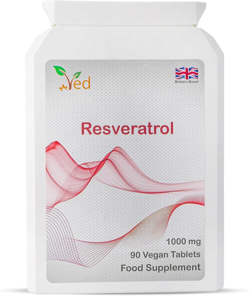 Ved RESVERATROL 1000 mg 90 tablet, potentní antioxidanty &, Promotes Anti- Aging, Kardiovaskulární podpora, 90 denní dodávka na láhev.