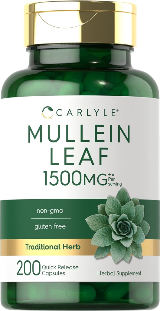 Carlyle Mullein Leaf Extract 1500mg 600mg 124; 200 Kapsle 124; Verbascum Thapsus 124; Non- GMO, gluten zdarma dodatek