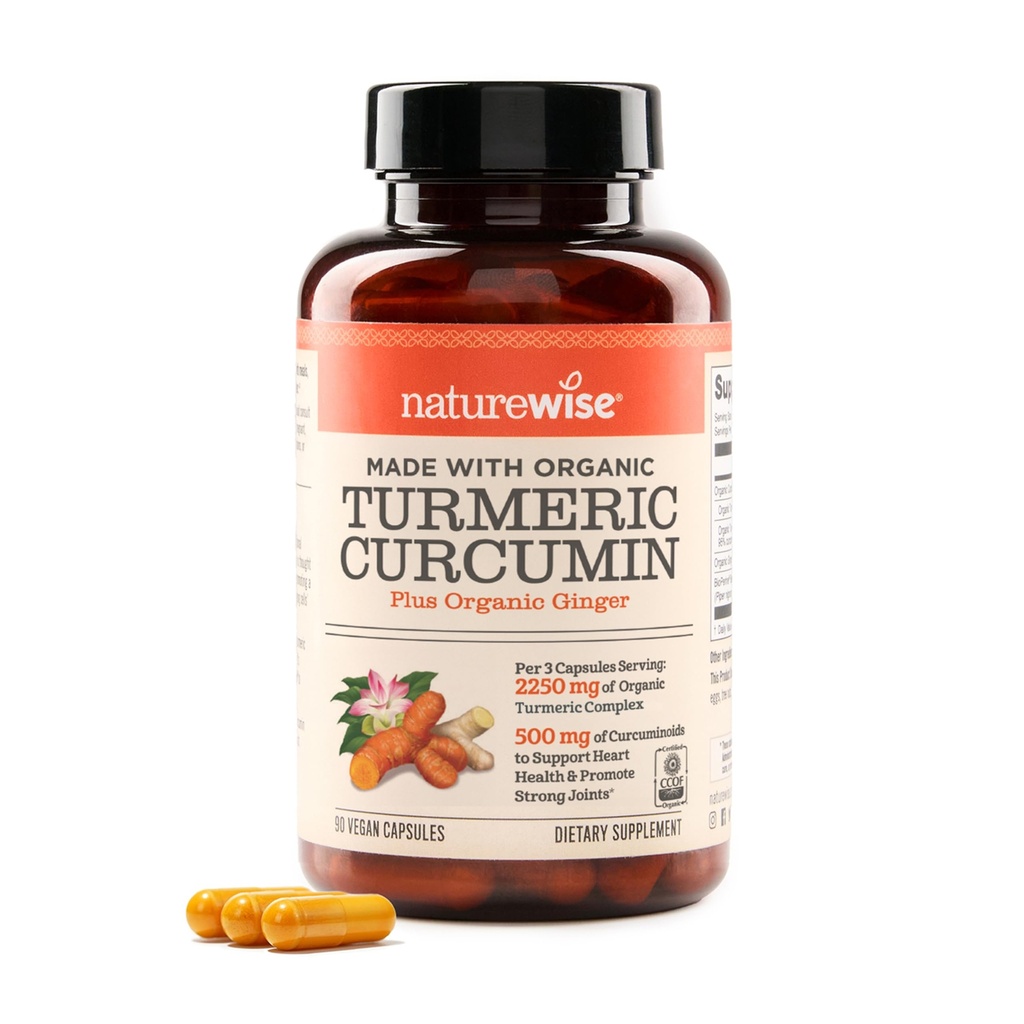 NatureWise Curcumin Turmeric 2250mg - 95% Curcuminoidy & BioPerine Black Pepper Extract pro pokročilou absorpci - Denní společná a imunitní zdravotní podpora - Vegan, Non- GMO, 90 Počet [30- Day Supply]