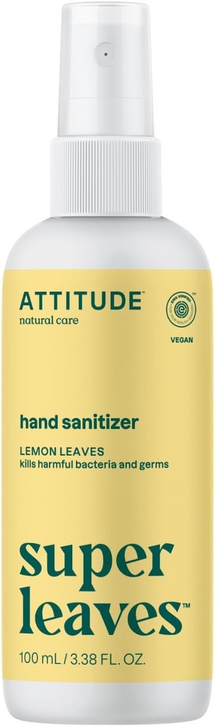 ATOMATION DE Hand Sanitizer Spray, EWG ověřený, zabíjí bakterie a bakterie, Vegan & Plant- based, Safe for Dospělí & Kids, Lemon Leaves Scent, 3.38 Fl Oz (Spray Bottle)