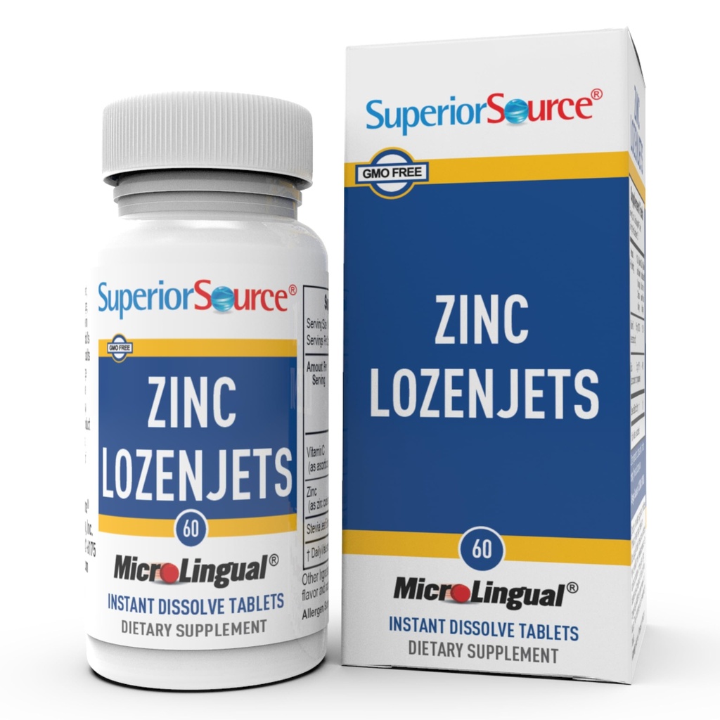 Superior Source Zinc Lozenjets - dodatek k podpoře imunitního systému - Trace Mineral Supplement Aids Systems & Functions - Dodatek zinku pro ženy a muže - 60 Instant Disolt Tablety