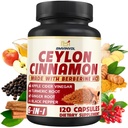 Ceylon Skořice Kapsle s Berberine HCl, jablečný ocet, kurkuma, ženšen, Black Pepper - 6in1 pro podporu imunitní funkce - 120 Počet