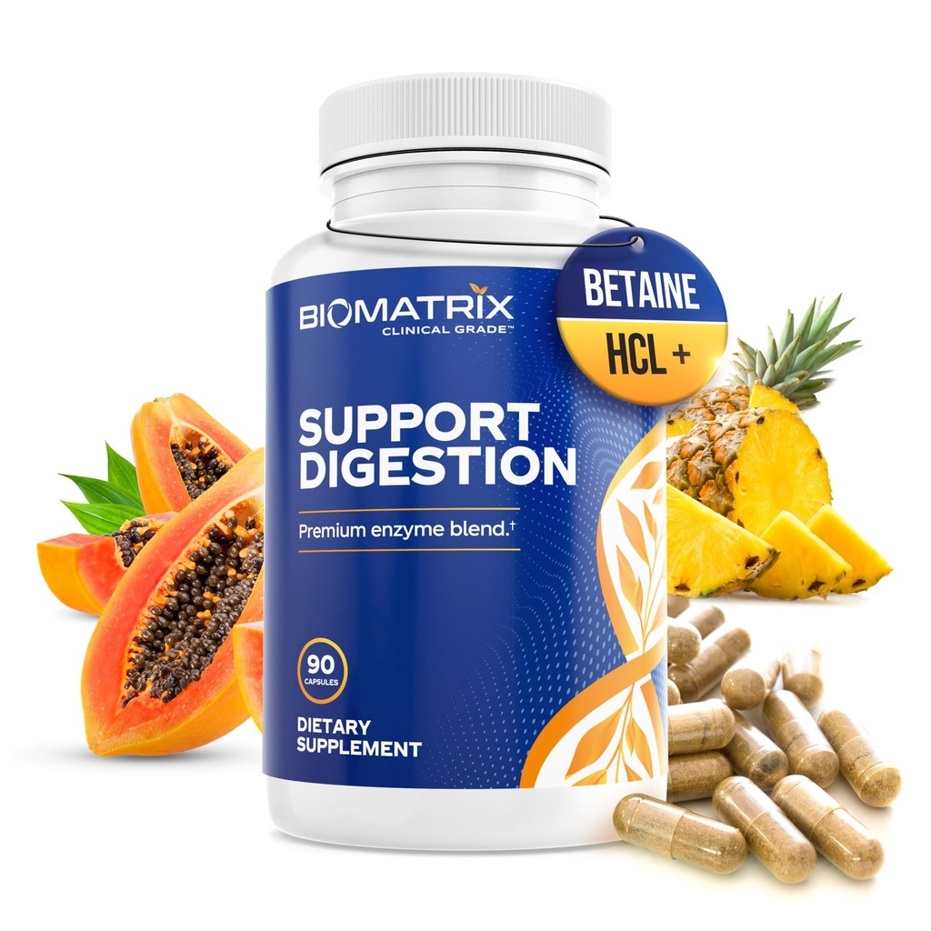 Stravovací Enzymy dodatek (90 Kapsle) Podpora Digestion - s purified Bile, Pancreatin, Plant Enzymy, Ox Bile, Betaine HCL, Podpora Digestion of Fats Carborylas and Proteins