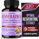RESVERATROL 9-in-1 Formule - s mléčným bodlákem, kurkuma, Black Pepper Non- GMO, gluten- Free, Soy- Free