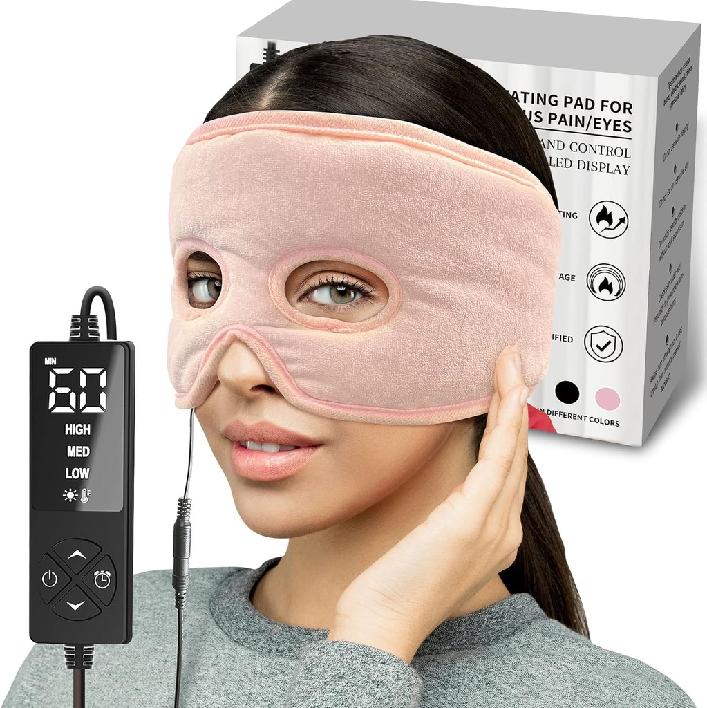 Moist Heat Sinus Relief Maska s 3 Teplo Nastavení, Extra velké Face Topení Pad pro oči, Sinusitis, Hormon Migréna, Napětí bolest hlavy Relief