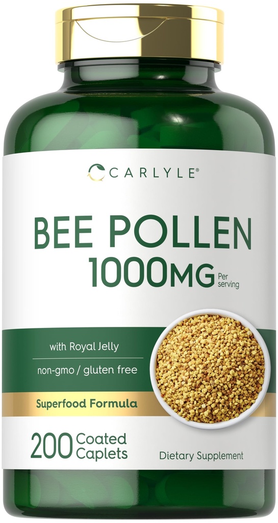 Carlyle Bee Pollen dodatek 124; 1000mg current 124; 200 Caplet current 124; s Royal Jelly a Bee Propolis current 124; pro muže a ženy current 124; Vegetarian, Non- GMO, gluten zdarma