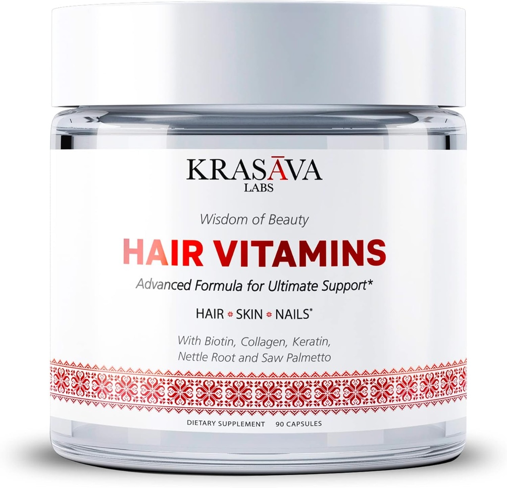 Vlasový růst Vitamíny s biotin, kolagen, keratin, kopřivka kořene a pila palmetto podporuje zdravé vlasy, stimuluje vlasové folikuly, a zabraňuje vypadávání vlasů & Tenning. Made in USA - 90 Count