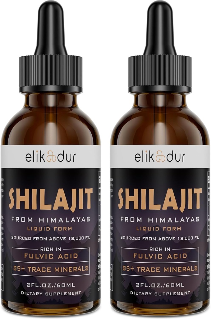 Shilajit Resin Organic Liquid Supplement, Shilajit Himalayan Organic, Shilajit Liquid Drop, Shilajit Drop Contain 85 Stopa Minerály, Alternativa k Resin & Kapsle, 120 ml
