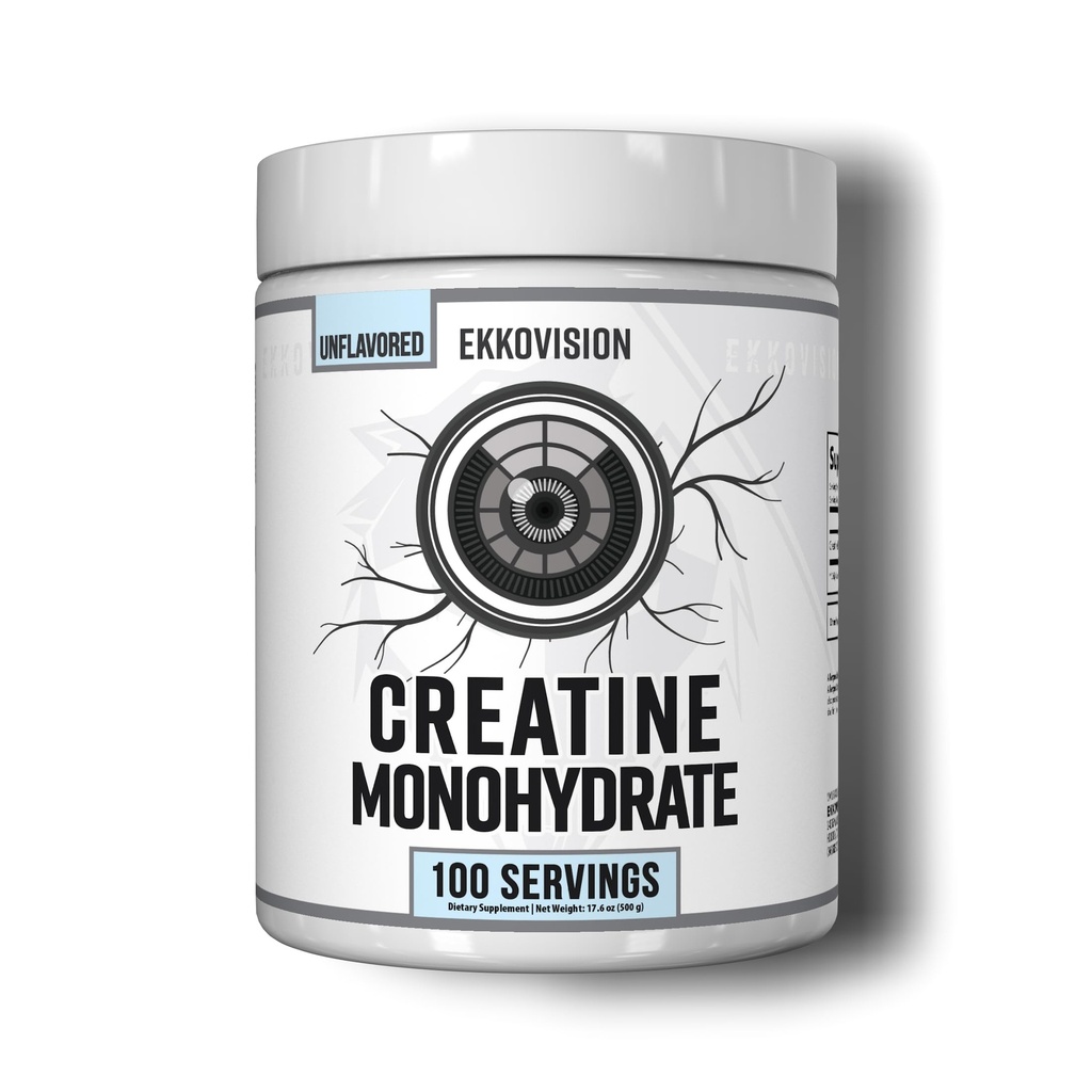 Ekkovision Creatine Monohydrát Prášek, Mikronizovaný, Neochucený, Pre Workout & Post Workout Dodatek pro muže a ženy, Energetická podpora, Snadno míchat v třeseních, Smoothies & Nápoje, 100 Služební