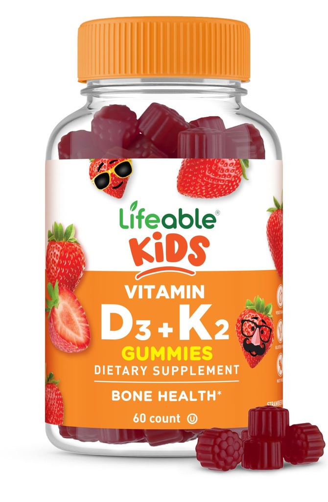 Živé děti Vitamin D3 K2 Gummie 124; 1000iu D3 a K2 100mcg Gum124; Velký Ochutnávání D3 a K2 Doplňky D3 124; pro zdraví a imunitu kostí 124; VIT D3 K2 pro děti 124; 60 Gummies