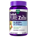 ZzzQuil PURE Zzzs De-Stress 2mg melatoninové gumy,, Spánkové pomůcky pro dospělé, Ashwagandha pro podporu stresu, 60 gumy