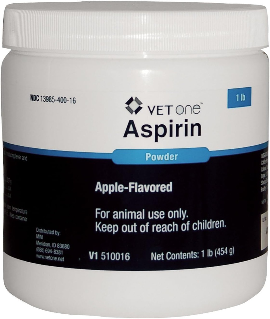 Vet Jeden Apple Ochucené Extra síla Aspirin Prášek pro koně Skot Psi & Hospodářství - Parazitelný - Pomoc při snižování horečky & Mírná analogie - 1 libra