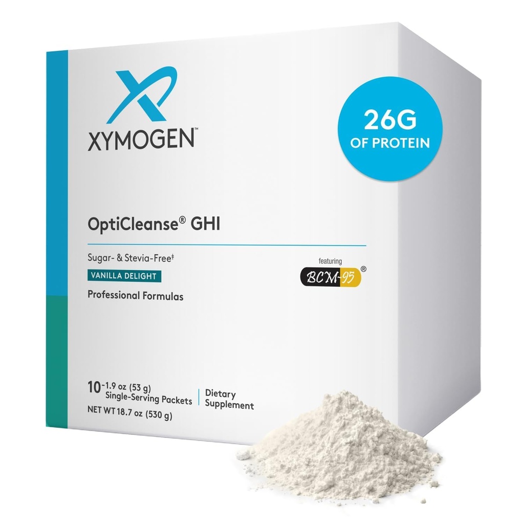 XYMOGEN OptiCleanse GHI - Protein Powder for Digestive Health - Játra & imunitní podpora - B Vitamíny & Plant- Based Protein - Gluten- Free - Vanilla Delight Flavor - 10 Služeb