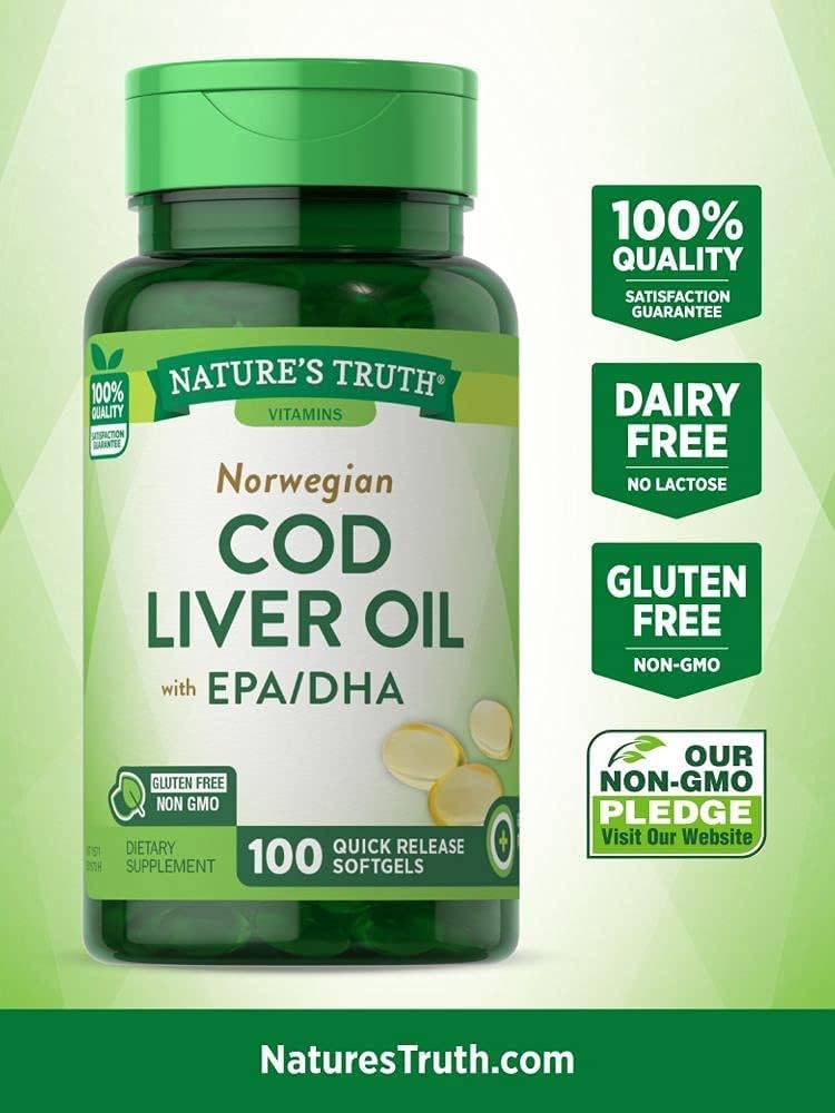 Příroda je pravda norský Cod Játra olej dietní dodatek - 100 Softgels, balení po 6