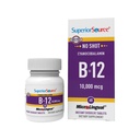 Superior Source No Shot Vitamin B-12 Kyanokobalamin 10000 mcg - Vitamin B-12 na podporu výroby energie, Brain Health & Celkově Wellness - Sublingvální tablety - 60 Rozpustné tablety