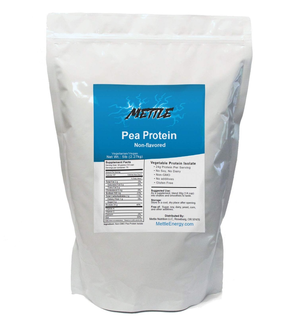Pea Protein Powder - 5 liber - Bulk čistý dodatek (bezochucené) - Mettle Pea protein izolát