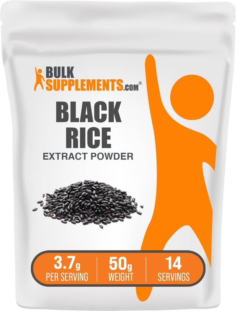 BulkSupplements.com Black Rice Extract Powder - Black Rice Powder, Gluten Free Supplementary - Neochucený, 3.7g per Serving, 50g (1.8 oz) (balení po 1)