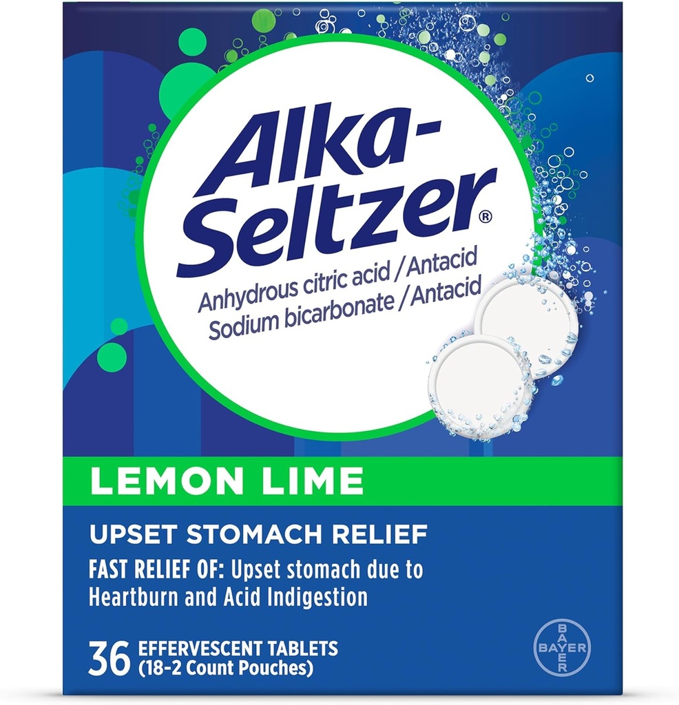Alka- Seltzer Lemon Lime Heartburn Relief tablety, Fast acid Požití Relief, Antacid s Lemon Lime Flavor 36 Ct