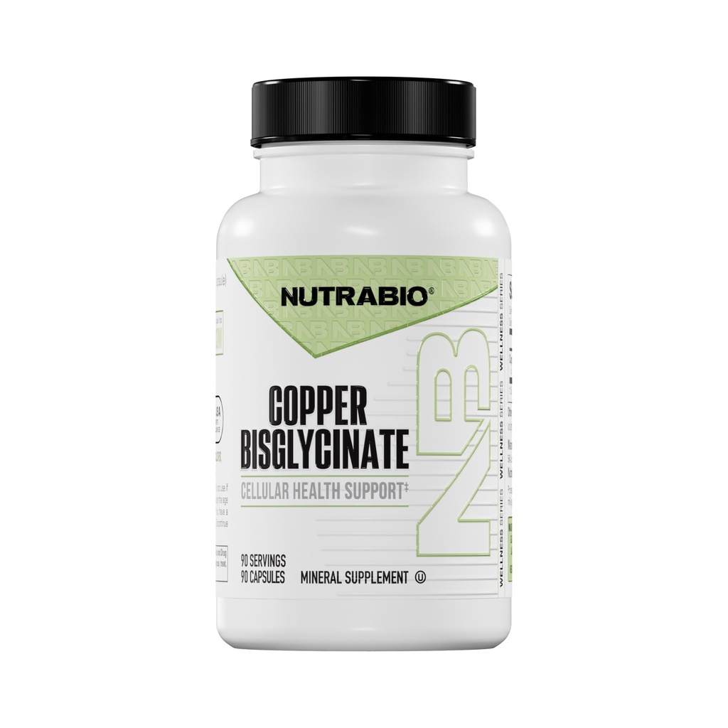 NutraBio Chelated Copper Bisglycinate Supplement (3mg), Imunitní podpora - Copper Supplement- 90 Kapsle