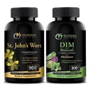 St Johns Wort 900mg- Mood Support Supplement- Klidové doplňky. DIM doplněk 300mg s brokolicí 200mg BioPerine 10mg-Hormon a Estrogen Balance pro ženy & Men.120 Zeleninové kapsle (2 MONTHS doplněk)