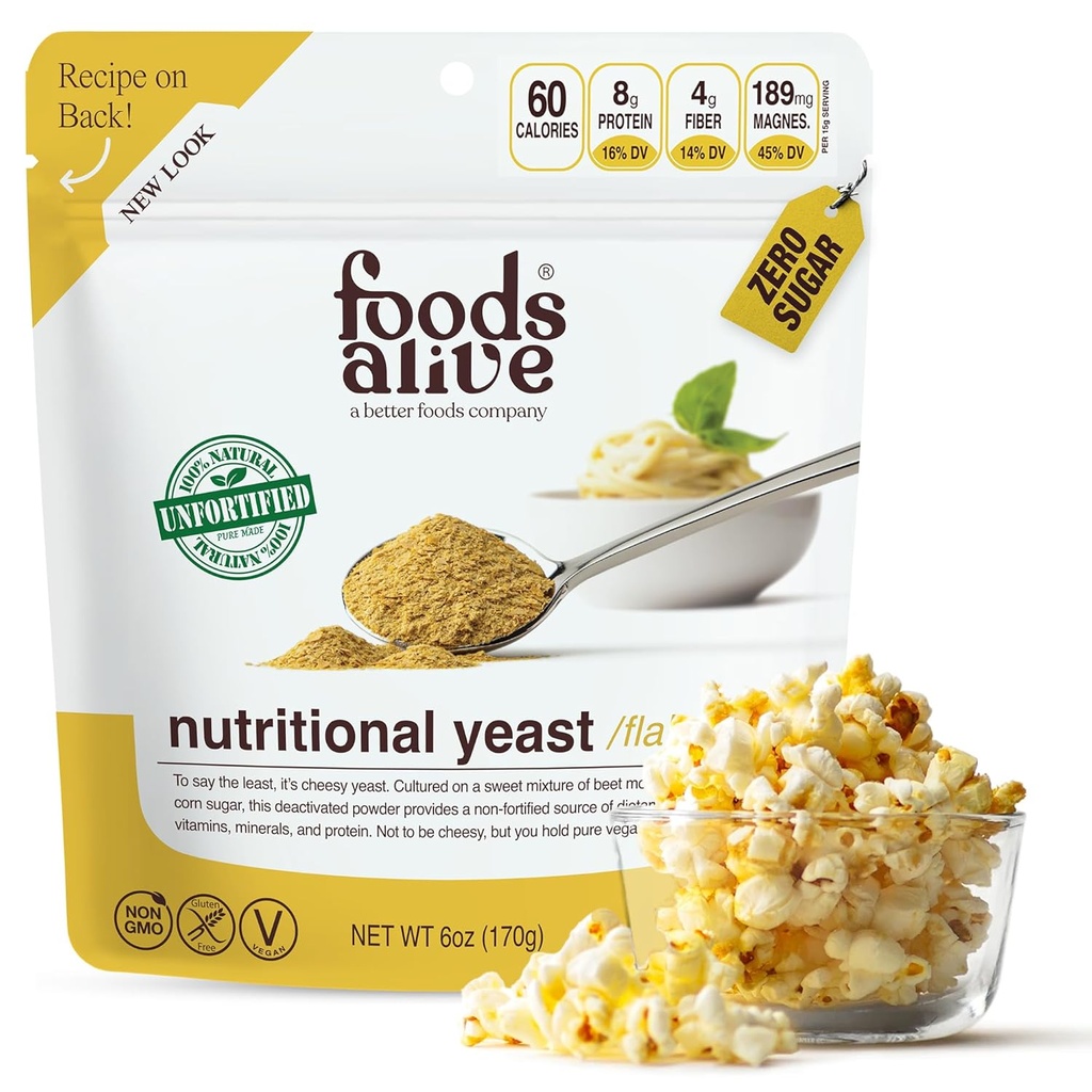 Potraviny živé non-obohacené Premium Nutritional Yeast Flakes, 6 unce Neopečený vegan sýr prášek koření