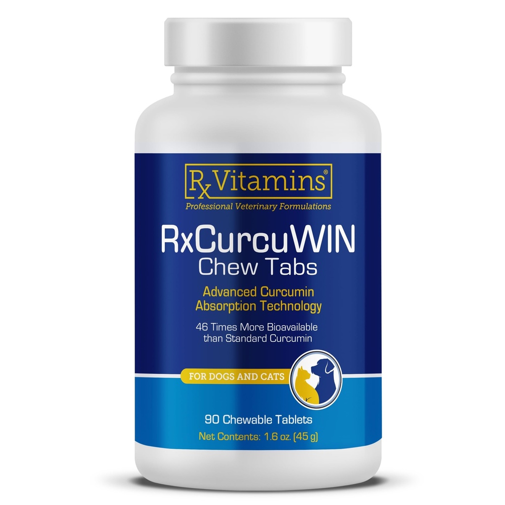 Rx Vitamíny CurcuWIN - Kurkumin pro psy a kočky - Vitamíny a doplňky, Alergie Relief - Poskytuje imunitní podporu a AIDS Digestivní podpora - Společný dodatek - 90ct