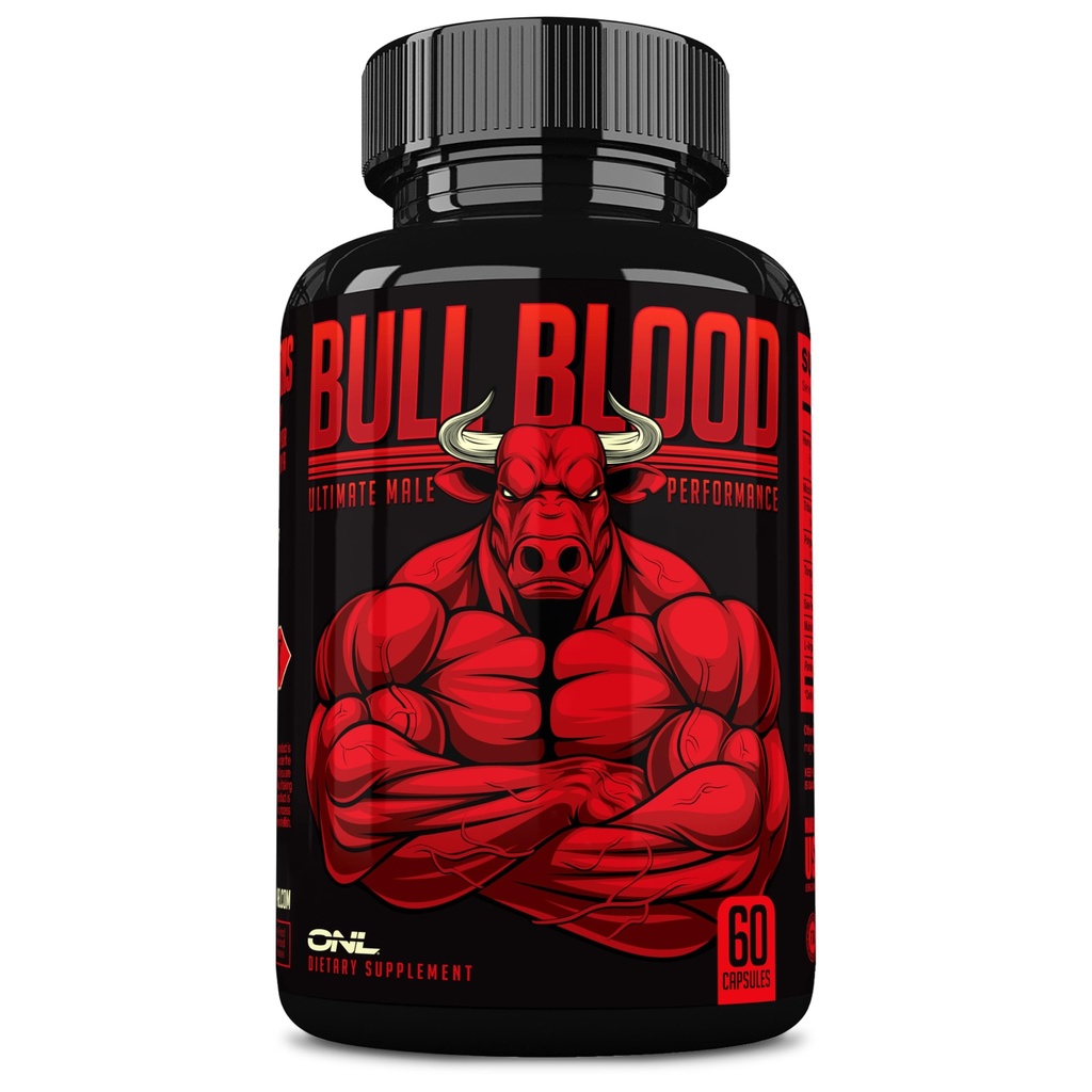 Bull Blood Testosteron Booster pro muže - Testosteron dodatek pro Stamina & Endurance - Maca Root, Horny Kozí Tráva, Tribulus Terrestris Extract & Tongkat Ali - Muž Enhancing dodatek - 60 Ct