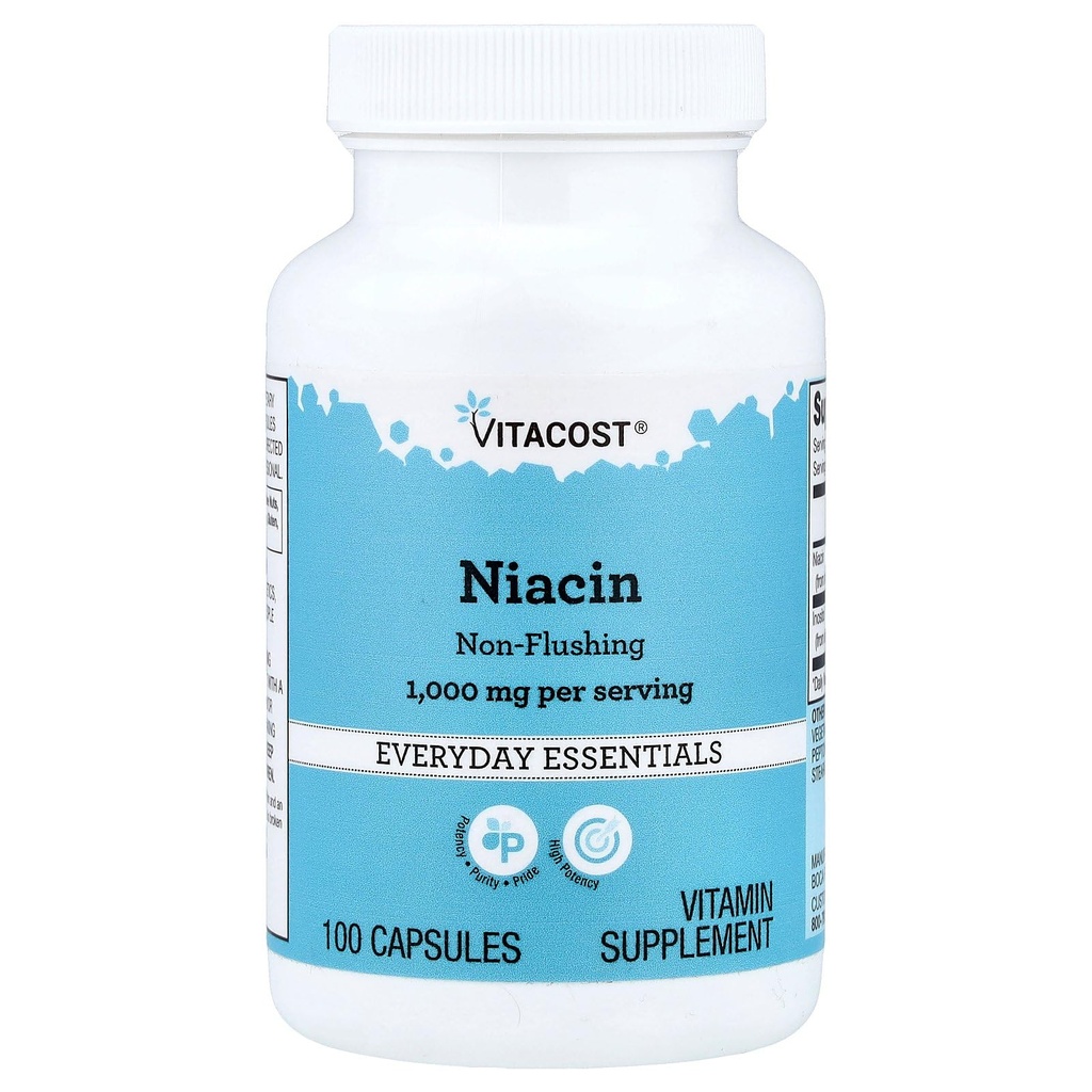 Vitacost Niacin Non - Flushing - 1000 mg na jedno podání - 100 tobolek