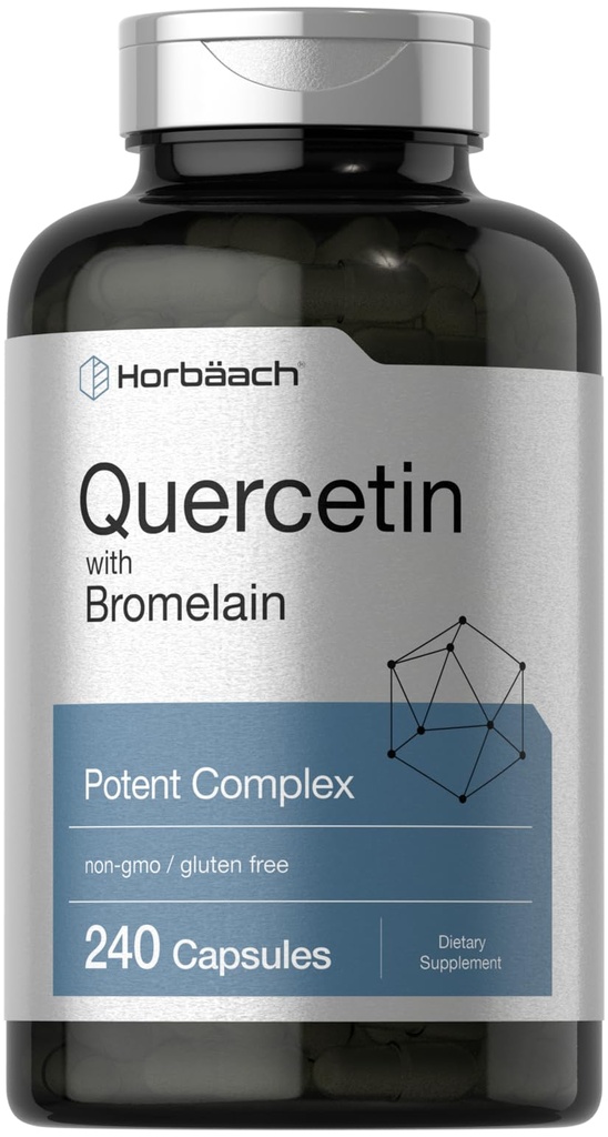 Horbäach Quercetin s Bromelain dodatek 124; 240 kapsle 124; Non- GMO a gluten zdarma