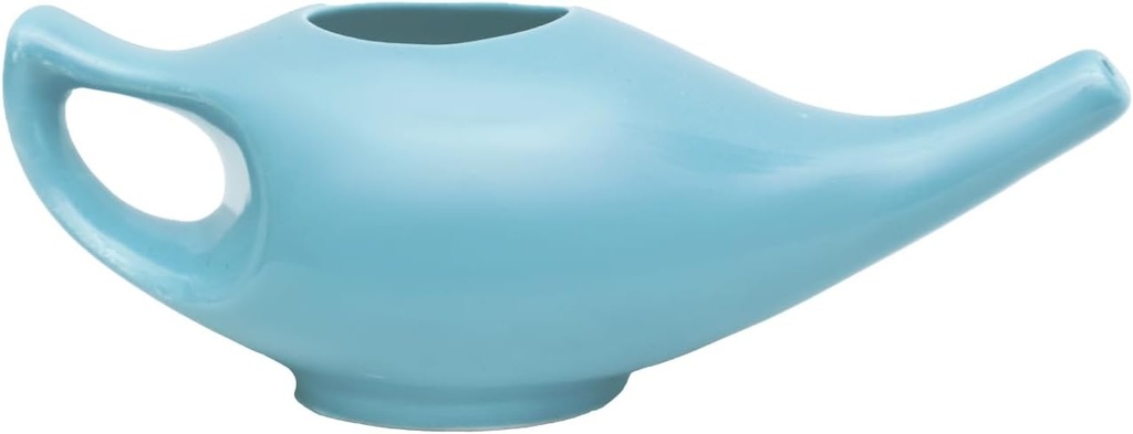 Keramické Neti Pot pro Nasal Cleansing CLAS124; Přírodní sinus infekce Léčba CLAS124; Zahrnuje 10 Sachet Neti Salt CLAS124; 225 Ml. (7.6 FL OZ) Kapacita CLAS124; Modrá barva