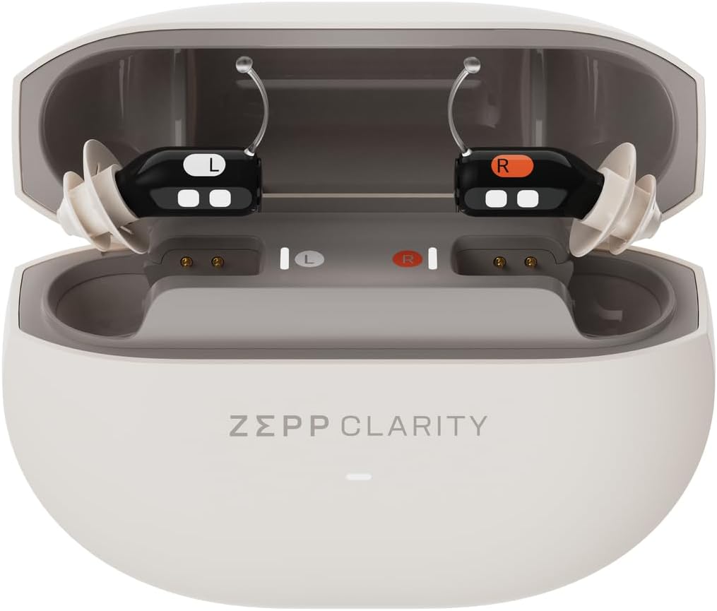Jedna OTC naslouchací pomůcka pro seniory - téměř neviditelný, adaptivní zvuk, 18 HR baterie, Bezdrátové a USB nabíjecí pouzdro, App Control, Lifetime Service & Audiology Care