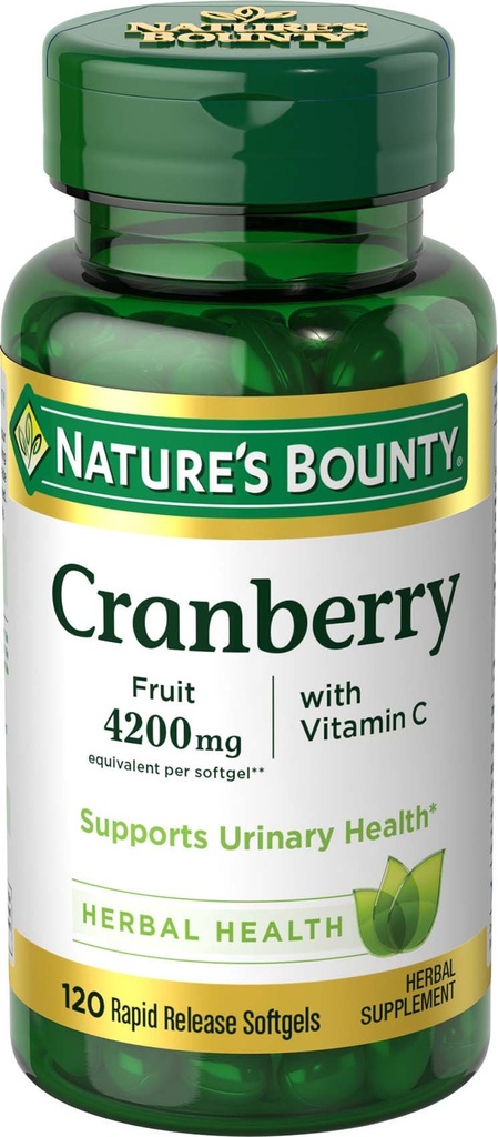 Nature 's Bounty Cranberry Fruit Softgels 4200mg plus vitamín C, 100 počet