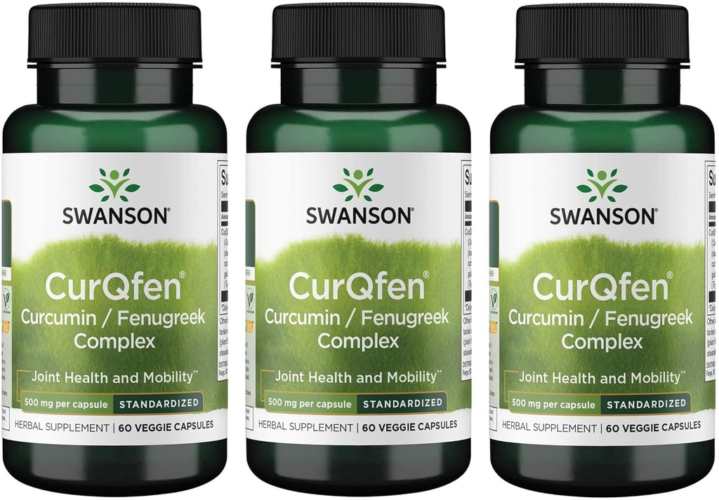 Swanson Controlled Release Curqfen Curcumin / Fenugreek Complex 60 Veg Kapsle (3 balení)