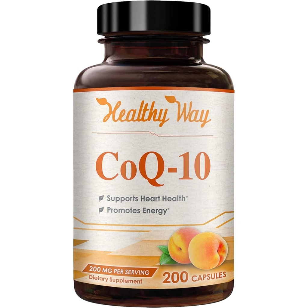 Koenzym Q10 200mg CoQ10 dodatek - jednou denně CoQ10 200mg Práškové kapsle pro srdeční zdraví, Antioxidant & Energy Support - Non- GMO, Quick Absorpce Ubiquinon Q10 Koenzym (Single)