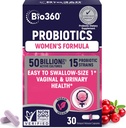 Bio360 Probiotika pro ženy Vaginigální zdraví - Podporuje pH Balance, Vaginální, Močová, & Trávicí Zdraví - 50 Miliardy CFU & 15 Unikátní srážky pro zdravé vaginální zápach & Vaginální Flora - Stabilní