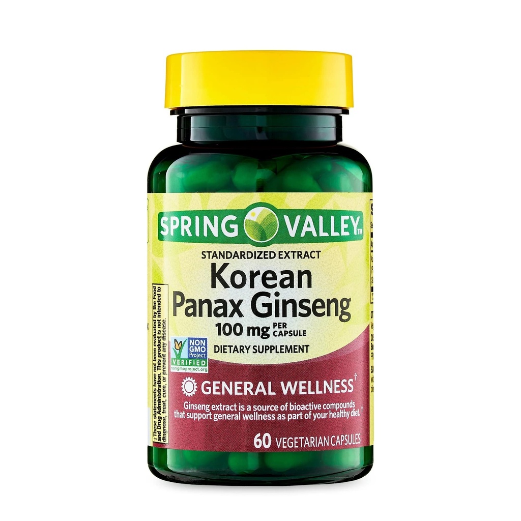 Konvergenční korejské Panax Ginseng Vegetariánské kapsle, 100 mg, 60 Počet