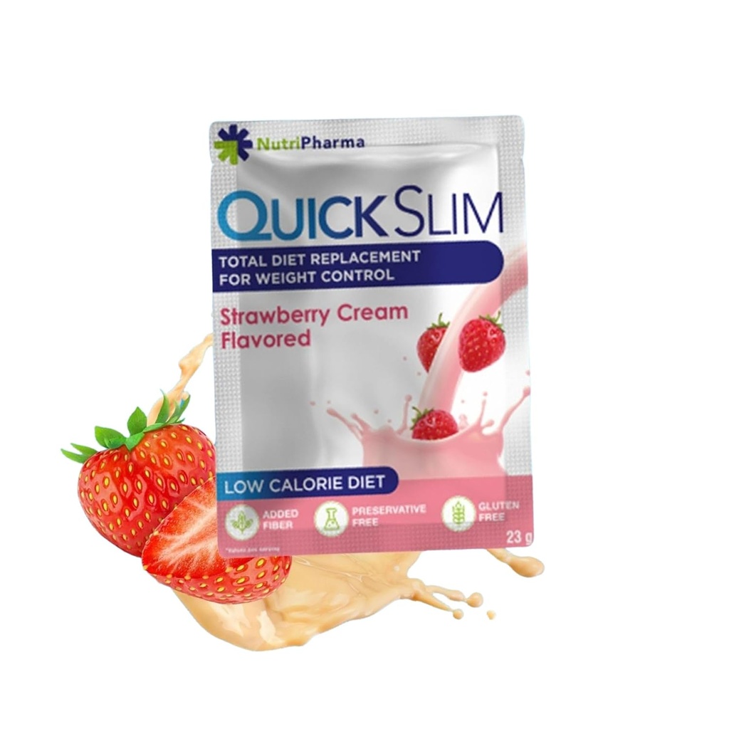 Quick Slim High Protein Weight Shakes for Women & Men, Complete Meal Replacement Powder, Low Carb Diet Shakes, Intermitent Fasting, Keto, gluten Free (1 porce, Jahodový krém)